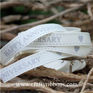 Wedding Owl Ribbon - Anniversary Bridal White